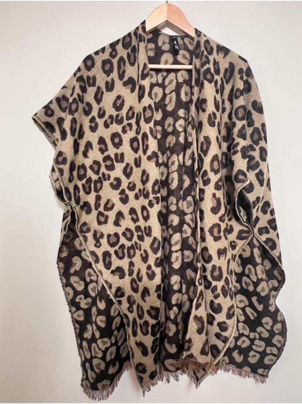 Britt’S Knits Leopard Print Lightweight Layered Cardigan Ruana - one size